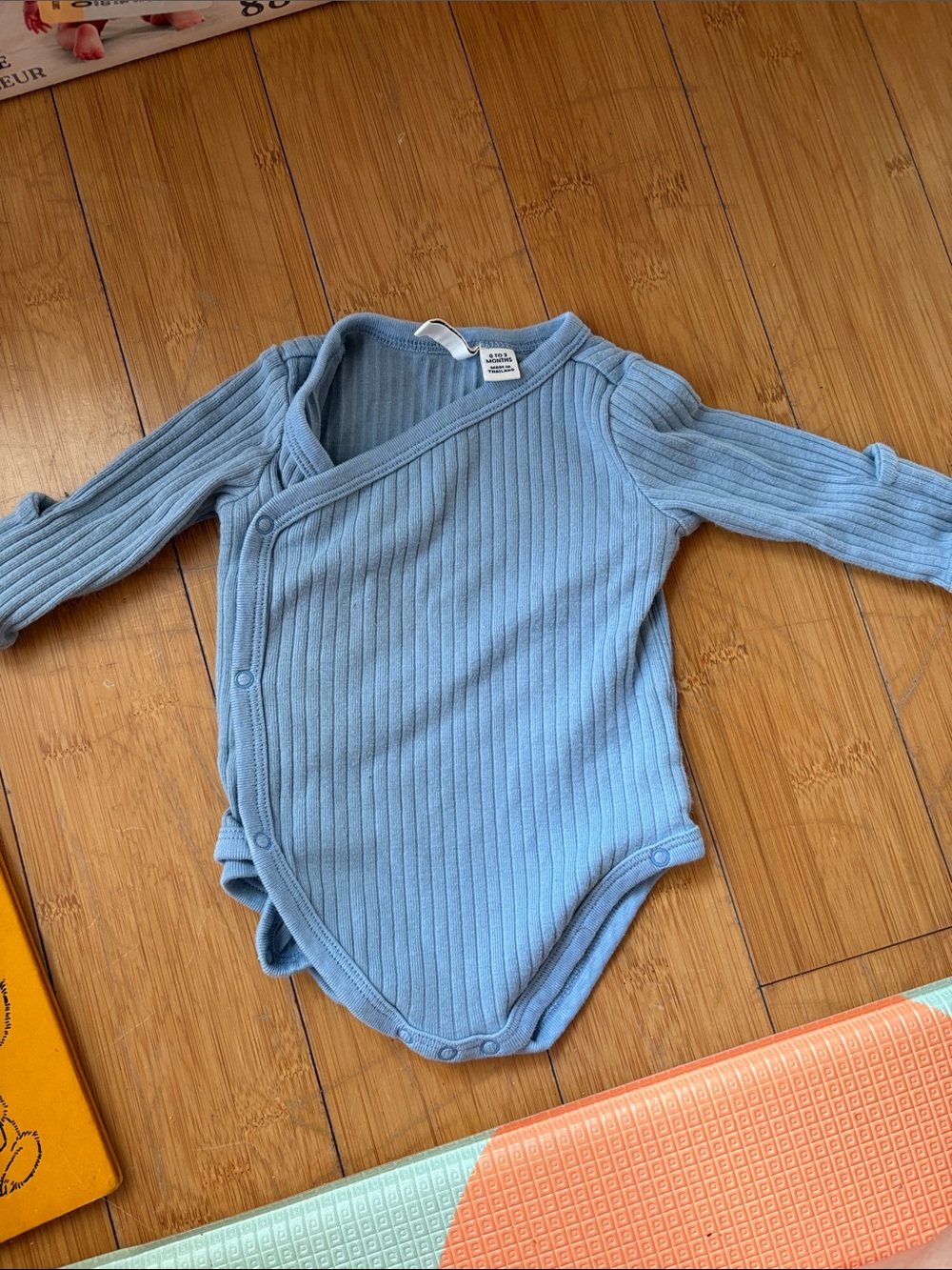 Janie and Jack Light Blue Ribbed Side-Snap Bodysuit
